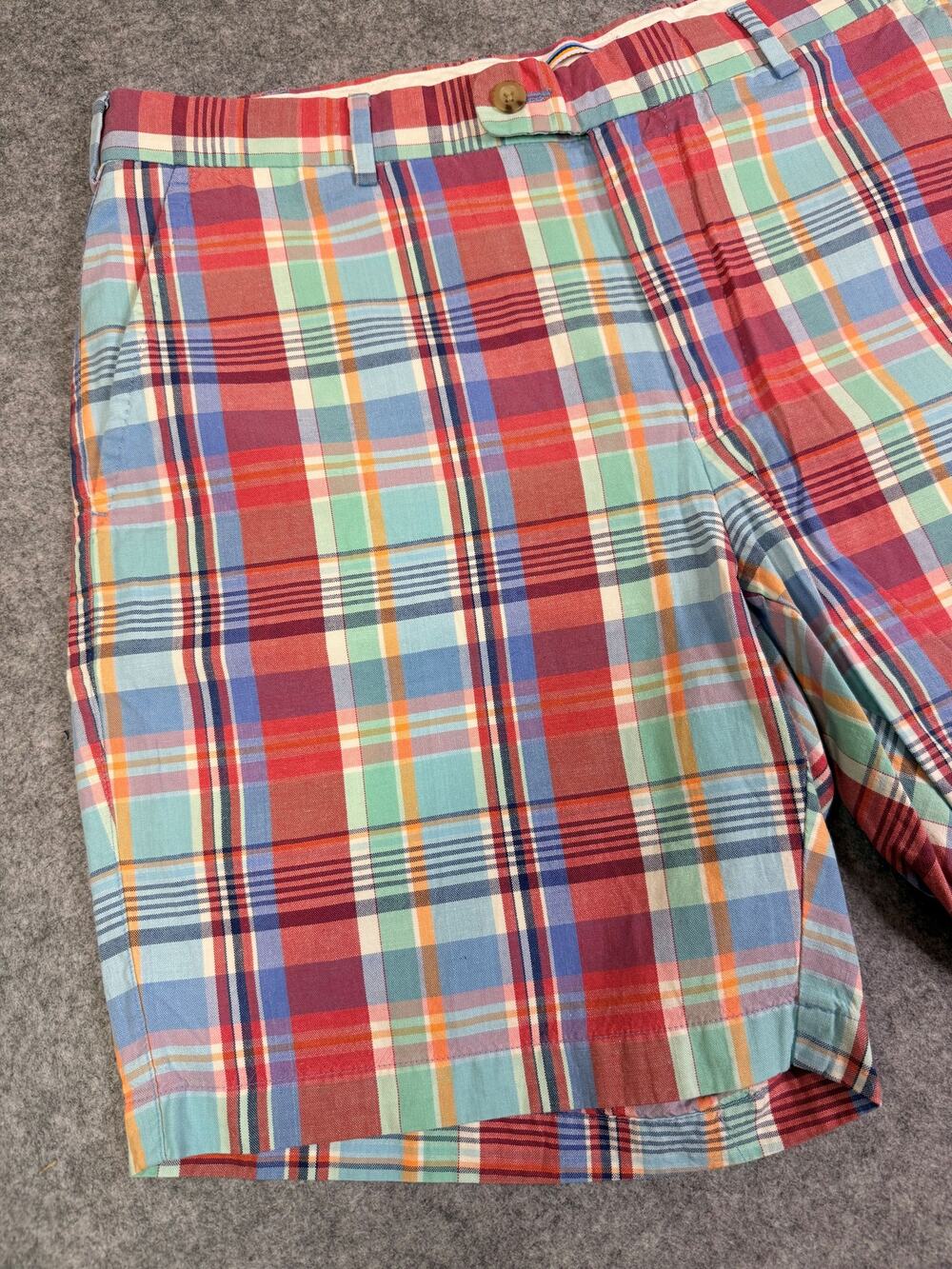 Peter Millar Seaside Madras Plaid Linen Silk Shorts Men's 34 Golf Preppy